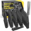 imageMIKKUPPA 14mm x 15 Wheel Spike Lug Nuts 24pcs M14x15 Lug Nut ConeConical Bulge Seat Black Closed End Nuts with 1 Socket Key Replacement for Chevy Silverado GMC Dodge Ram Ford F150Black Spike Lug Nuts M14x15