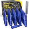 imageMIKKUPPA 14mm x 15 Wheel Spike Lug Nuts 24pcs M14x15 Lug Nut ConeConical Bulge Seat Black Closed End Nuts with 1 Socket Key Replacement for Chevy Silverado GMC Dodge Ram Ford F150Blue Spike Lug Nuts M14x15