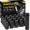 imageMIKKUPPA 16PCS M12x15 Lug Nuts Black Spline Drive 17mm Hex ATV Tire Nuts Includes Socket Key Tool Replacement for Polaris Ranger RZR Honda CanAm Pioneer Maverick X3 Talon Outlander CivicBlack