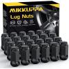 imageMIKKUPPA M14x15 Lug Nuts  Replacement for Chevy Silverado Ford GMC Aftermarket Wheel  24pcs Chrome Seat Wide 23mm Closed End Bulge Acorn OnePiece Wheel Tire Lug NutBlack