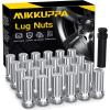 imageMIKKUPPA M14x15 Wheel Lug Nut  Replacement for Chevy Silverado 1500 2500 GMC Ford Ram Aftermarket Wheel  32pcs Black Closed End Lug Nuts with 1 Socket KeySilver