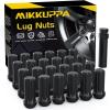 imageMIKKUPPA M14x15 Wheel Lug Nut  Replacement for Chevy Silverado 1500 2500 GMC Ford Ram Aftermarket Wheel  32pcs Black Closed End Lug Nuts with 1 Socket KeyBlack
