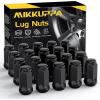 imageMIKKUPPA M14x15 Lug Nuts  Replacement for Chevy Silverado Ford GMC Aftermarket Wheel  24pcs Chrome Seat Wide 23mm Closed End Bulge Acorn OnePiece Wheel Tire Lug NutBlack