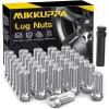 imageMIKKUPPA M14x15 Wheel Lug Nut  Replacement for Chevy Silverado 1500 2500 GMC Ford Ram Aftermarket Wheel  32pcs Black Closed End Lug Nuts with 1 Socket KeySilver