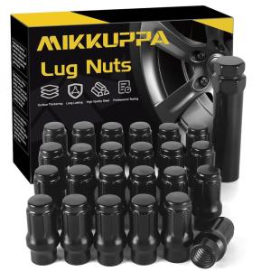 imageMIKKUPPA 24pcs M12X15 Extended Lug Nuts  Chrome Extended Thread Lug Nut ET  17mm Hex 157quot 40mm Tall 079quot 20mm Wide Replacement for Toyota Tacoma 4Runner Chevy Colorado TrailblazerBlack