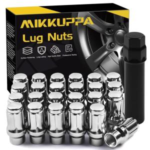 imageMIKKUPPA 24pcs M12X15 Extended Lug Nuts  Chrome Extended Thread Lug Nut ET  17mm Hex 157quot 40mm Tall 079quot 20mm Wide Replacement for Toyota Tacoma 4Runner Chevy Colorado TrailblazerChrome