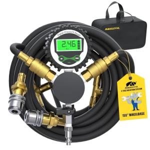 imageMIKKUPPA 4 Tire Inflation System  4 Tire Inflation Deflation System Tire Pressure Equalizer with Quick Coupler Adaptor Closed Flow Air Chuck for Car Trucks Off Road Vehicles Up to 155quot WheelbaseUp to 155 Wheelbase