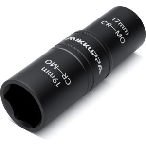 imageMIKKUPPA 5 PCS 12quot Drive Impact Socket Set Flip Socket Set CrMo Steel Includes 3 Inch Bar Extension Double Side Half Size Lug Nut Extractor Set17mm x 19mm