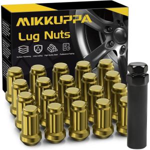 imageMIKKUPPA M12x15 Lug Nuts  Replacement for 19942013 Chevy Impala 19982022 Honda AccordCRVCivic 20032008 Honda Pilot Aftermarket Wheel  20pcs Closed End Spline Lug NutsGold