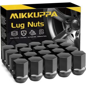 imageMIKKUPPA M14x15 Lug Nuts  OnePiece Chrome OEM Factory Style Large Acorn Seat Lug Nuts 78quot Hex Replacement for Most Chrysler Dodge Jeep Ram Vehicles 24pcs Replace OEM 611330Black