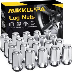 imageMIKKUPPA M14x15 Lug Nuts  Replacement for Chevy Silverado Ford GMC Aftermarket Wheel  24pcs Chrome Seat Wide 23mm Closed End Bulge Acorn OnePiece Wheel Tire Lug NutSilver