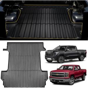 imageMIKKUPPA Truck Bed Mat  Compatible with 20192024 Chevy SilveradoGMC Sierra 1500 58FT Short Bed TPE Heavy Duty Pickup Cargo Liner All Weather Protection Car Cargo Mat