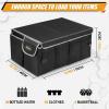 imageMIKKUPPA Car Trunk Organizer  Collapsible Trunk Organizer Sturdy Trunk Storage Organizers Car Trunk Organizer with Lid for SUV Auto Truck Van with Adjustable Straps and Non Slip Bottom Black