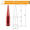 imageMIKKUPPA M14x15 Wheel Spike Lug Nuts 5 PCS Red Spiked Lug Nuts 14mmx15 Solid 44quot Tall Acorn Lug Nut Replacement for Chevy Silverado 1500 2500 3500 F150 F250 F350