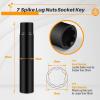 imageMIKKUPPA Solid 7 Spline Spiked Lug Nuts Key with 19mm Hex Universal Spike Lug nuts Socket Key Replacement Tool for M14x15 M14x20 91618 1220 M12x15 M12x125 OnePiece Spiked Lug NutSpline Spike Lug Nuts Socket Black