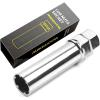imageMIKKUPPA 6 Point Spline Lug Nuts Tuner Socket Key Tool Compatible with 34 19mm and 1316 21mm Hex Socket Wrench for 12 inch 12x15 12x125 17mm Hex Tire NutsSilver
