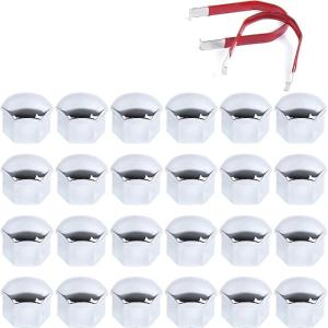 imageMIKKUPPA 20PCS Lug Nut Covers  Black 17 mm Inner Hex Plastic Wheel Bolt Dust Caps Auto Rims Nut Exterior Protection with Removal ClipSilver