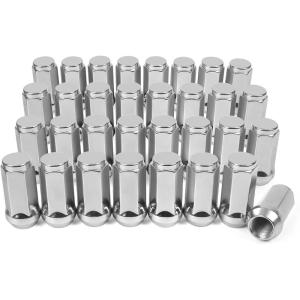 imageMIKKUPPA 32PCS 91618 Lug Nuts  34quot Hex 19quot Tall 087quot Wide  Replacement for 19942010 Dodge Ram 25003500 Aftermarket Wheel  Chrome Bulge Acorn Closed End Solid Lug Nuts
