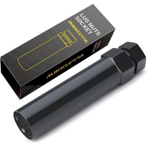 imageMIKKUPPA 6 Point Spline Lug Nuts Tuner Socket Key Tool Compatible with 34 19mm and 1316 21mm Hex Socket Wrench for 12 inch 12x15 12x125 17mm Hex Tire NutsBlack