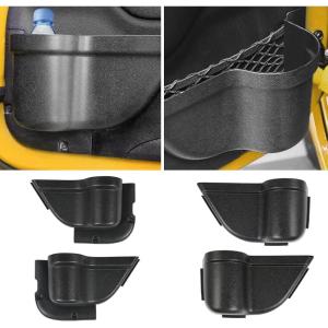 imageMIKKUPPA JK Storage Pockets  Front Door Pockets Compatible with 20112018 Jeep Wrangler JK JKU 24 Door Interior Storage Accessories Black 2PCsFront  Rear