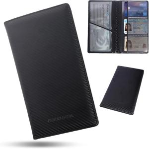 imageMIKKUPPA Car Registration and Insurance Holder  Car Card Holder with Magnetic Shut Glove Box Organizer for Documents Cards License Black