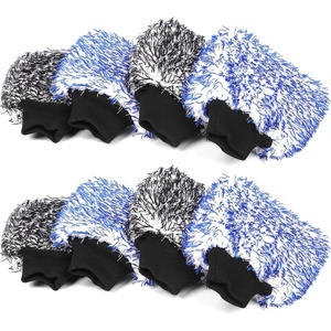image:imageMIKKUPPA Microfiber Car Wash Mitt  DoubleSided Ultra Absorbent Scratch Free Premium Blend Glove for Car Washing Home Cleaning Black 2Pack 11 x 8Black  Blue