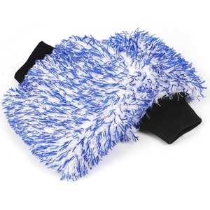 image:imageMIKKUPPA Microfiber Car Wash Mitt  DoubleSided Ultra Absorbent Scratch Free Premium Blend Glove for Car Washing Home Cleaning Black 2Pack 11 x 8Blue