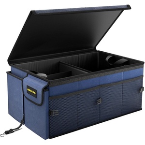 image:imageMIKKUPPA Car Trunk Organizer  75L Collapsible Trunk Organizer with Lid Sturdy Car Storage for SUV Auto Truck Van with Adjustable Straps and Non Slip Bottom BlackBlue